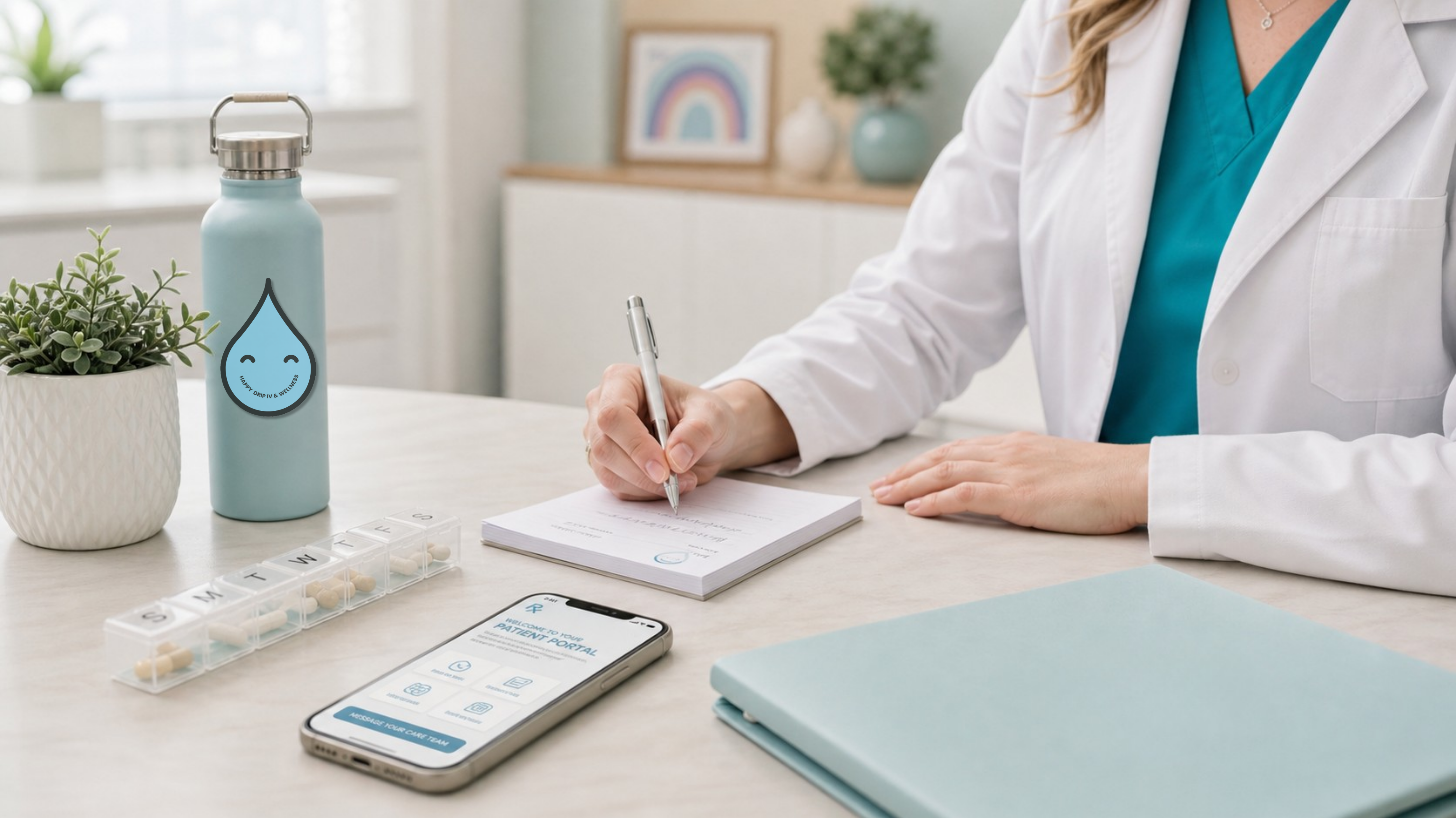Provider writing a birth control prescription -- Happy Drip IV & Wellness